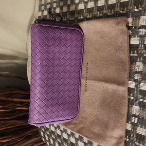 Bottega Veneta Intrec. Nappa  Zip Around Wallet Purple